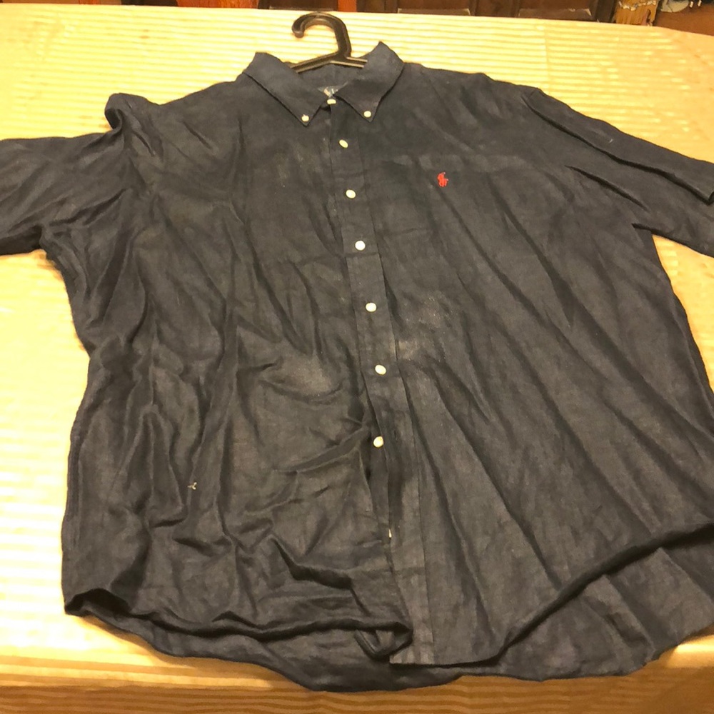 Ralph Lauren’s button up linen short sleeve shirt